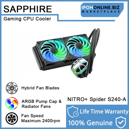 Sapphire NITRO+ Spider S240-A AIO Gaming CPU Cooler Water Cooling For Intel LGA 115X/1200/20XX/1700 AMD AM4